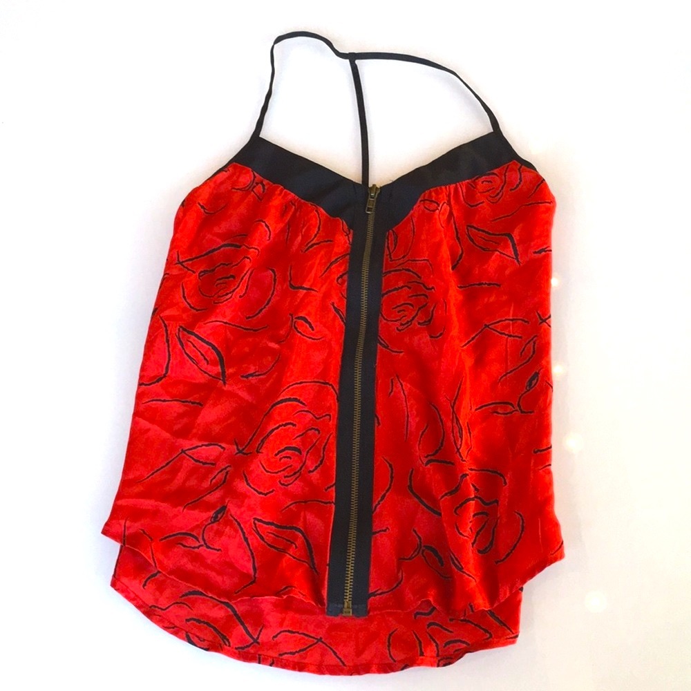 Urban Outfitters 100% silk zip front camisole